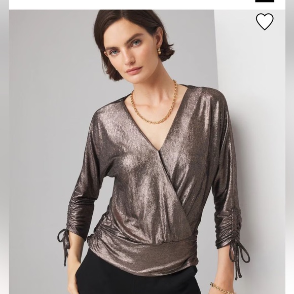 White House Black Market Tops - WHBM Metallic Surplice Top